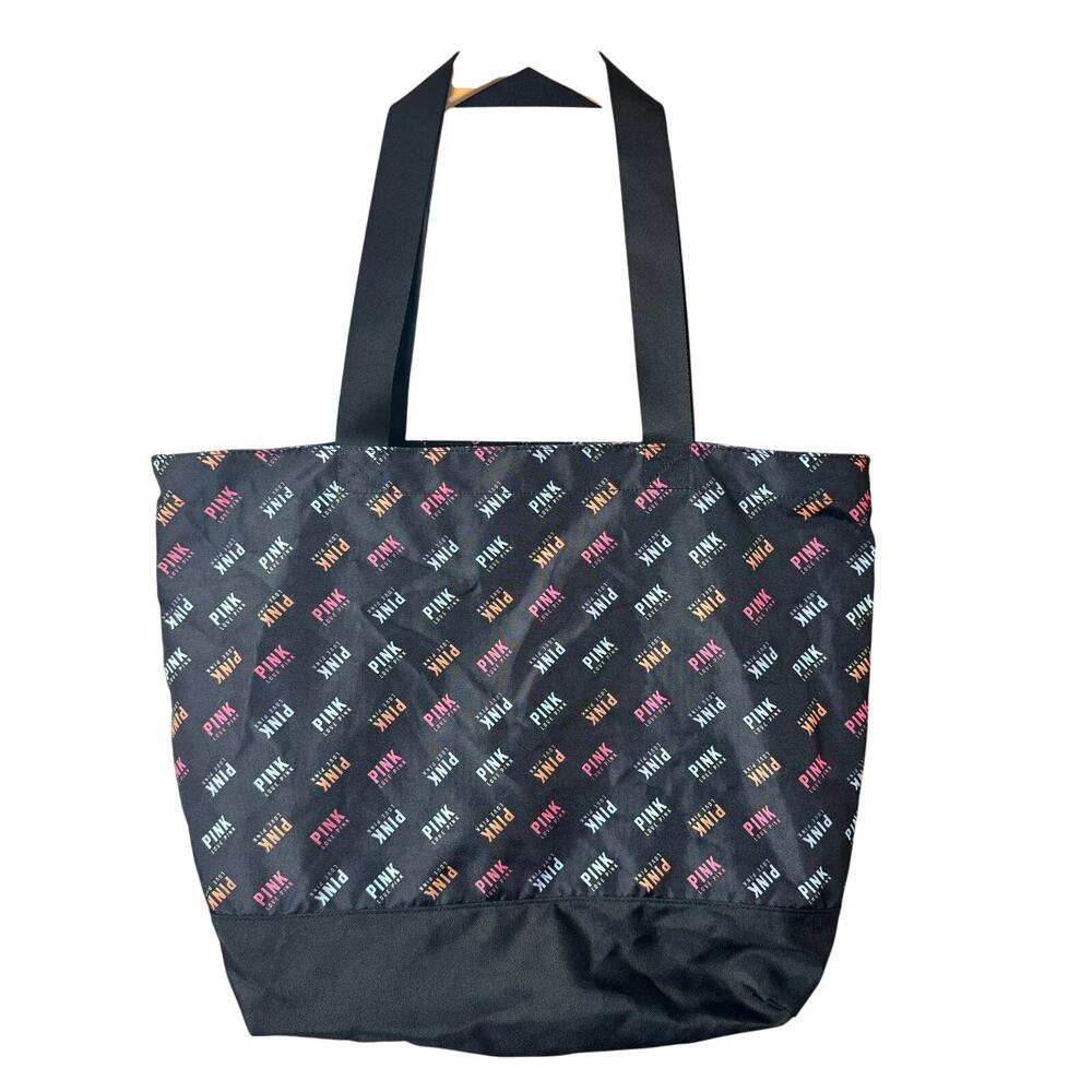 Victoria Secret Travel Tote Bag Large Black Logo Retro Y2K Shoulder Zipper Close